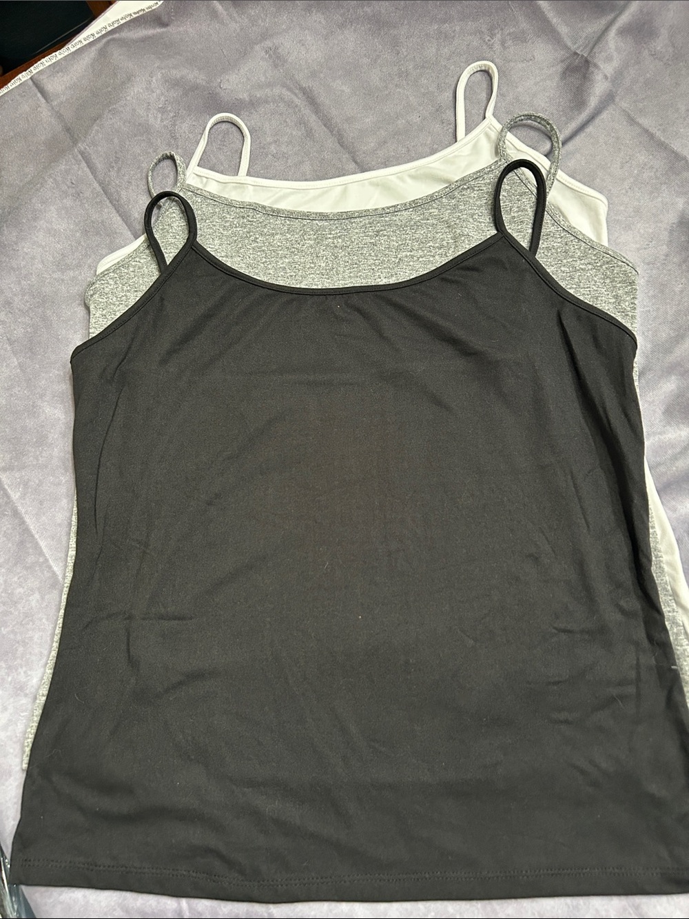Three trihearts Women’s Spaghetti Strap Tank Top - Black, Gray, White
